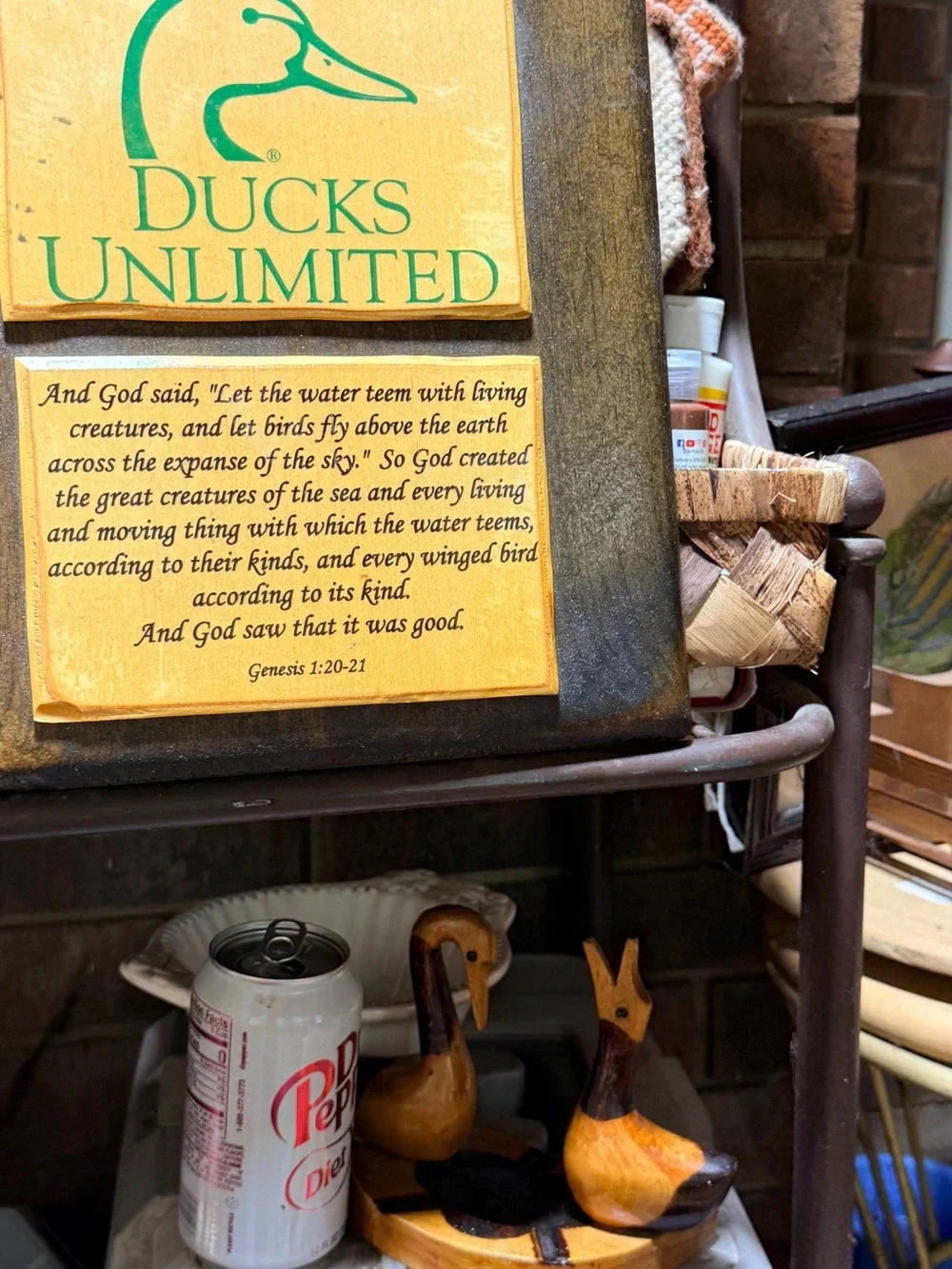 Vintage Rustic Ducks Unlimited Genesis 1:20-21 Wooden Wall Plaque / Cabin Decor